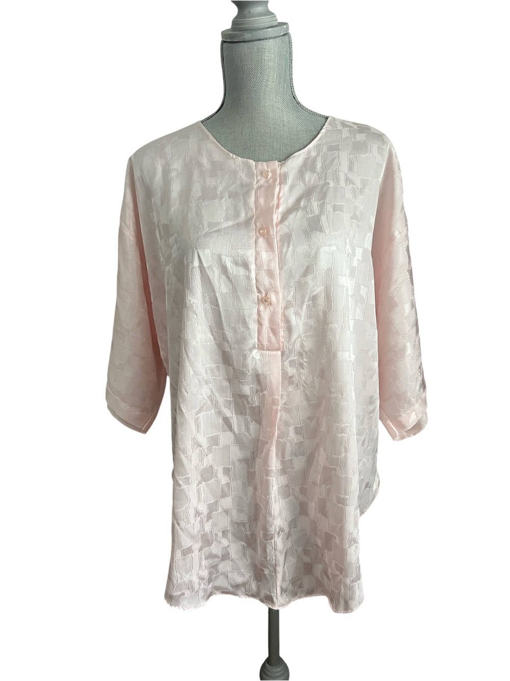 Vintage Cinema Etoile Pink Jacquard Satin Sleep Shirt